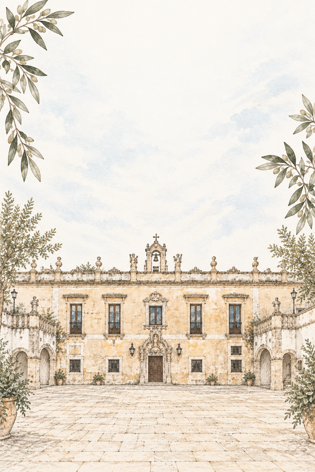 Masseria Palesi watercolor illustration